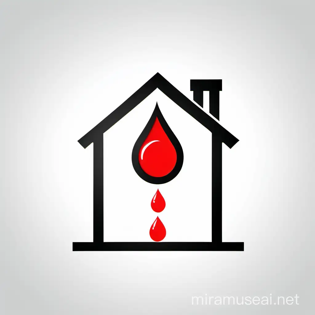 a simple black outline of a house with a bright red drop 
inside, on plain white background for a company called The Home Dialysis Project. No text.
