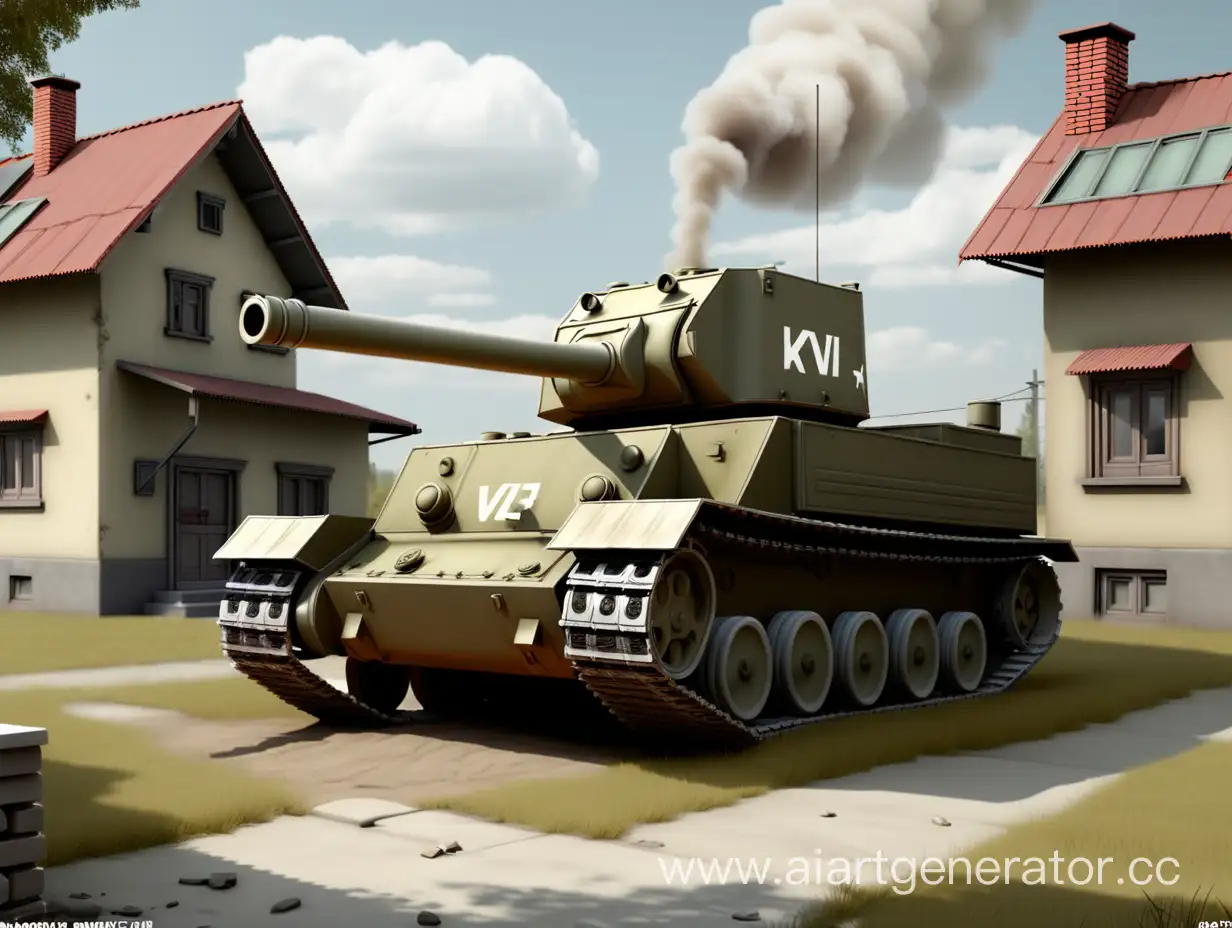 Heavy-Tank-KV2-Engaging-Enemy-KV1S-M3-near-a-House