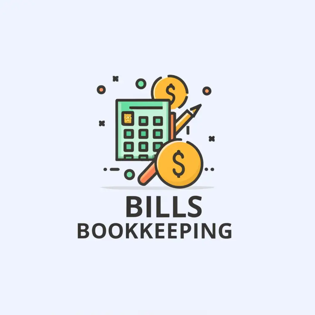 a logo design,with the text "bills bookkeeping ", main symbol:Calculator/Income Statement/Coins/Pencil/Chart,Moderate,be used in Finance industry,clear background
