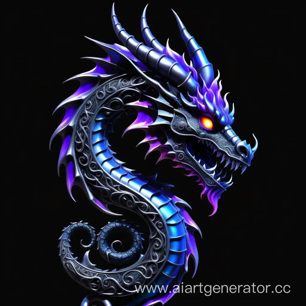 SteelColored-Dragon-Amidst-BlueViolet-Flames