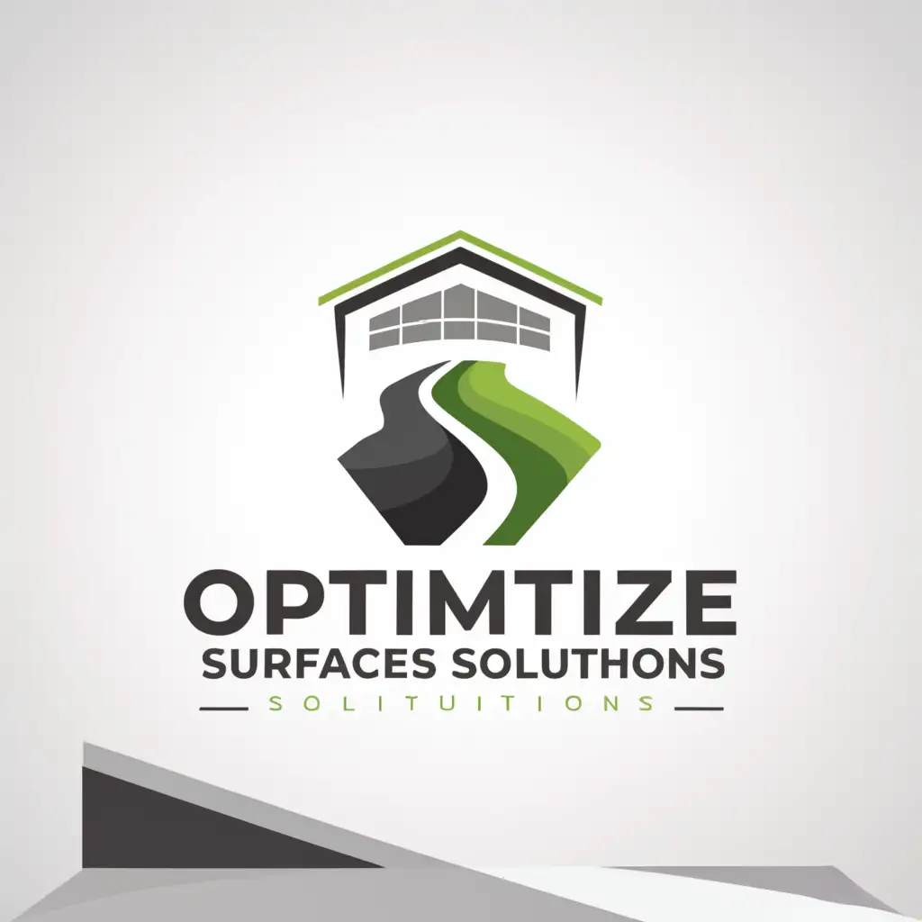 a logo design,with the text "Optimise Surface Solutions", main symbol:Driveway leading to house,complex,be used in Construction industry,clear background