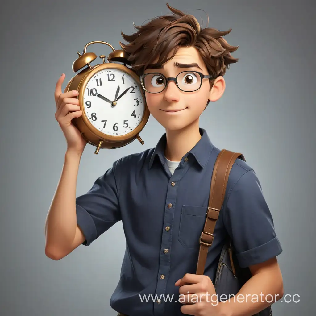 Cheerful-Cartoon-Student-Holding-a-Clock