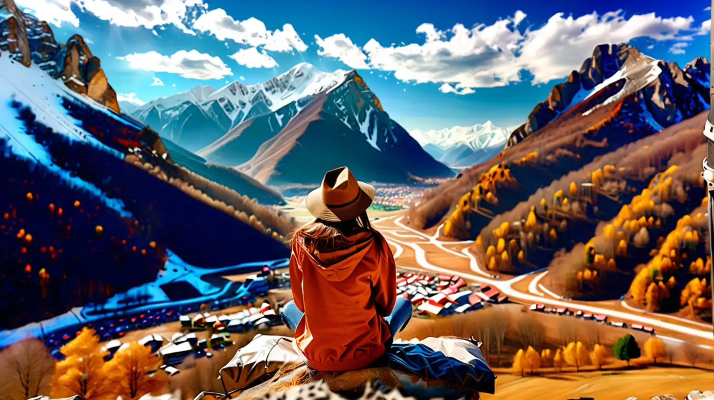 Adventurous Woman Contemplating Majestic Mountain Valley