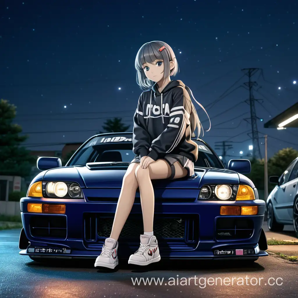 Nighttime-Anime-Girl-on-JDM-Car