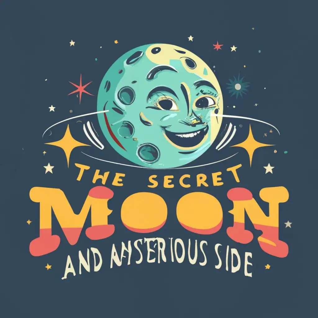 logo, Moon, with the text "The Secret and Mysterious Side", typography, be used in Internet industry