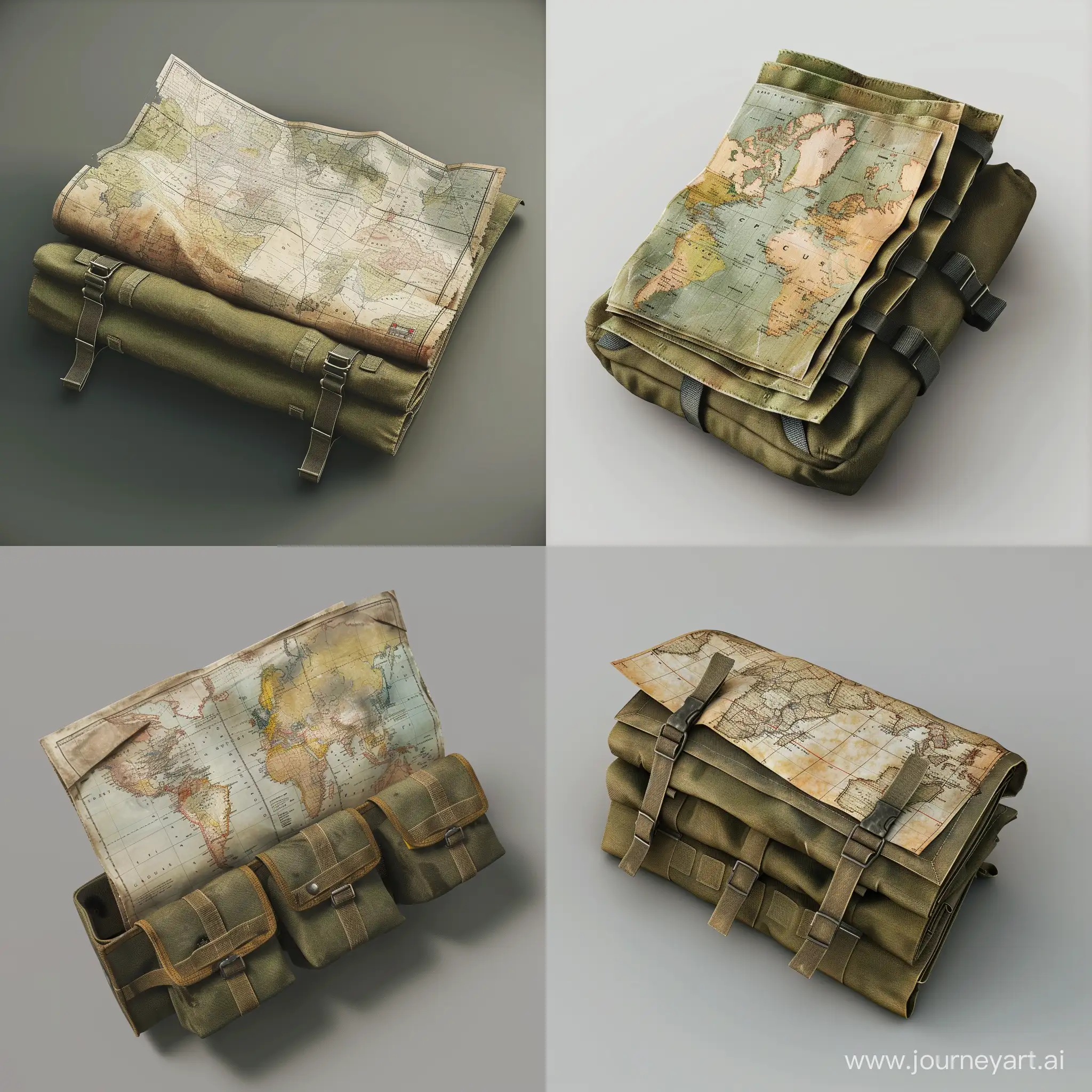 Isometric-Military-Map-in-Tactical-Pouch-Realistic-3D-Render