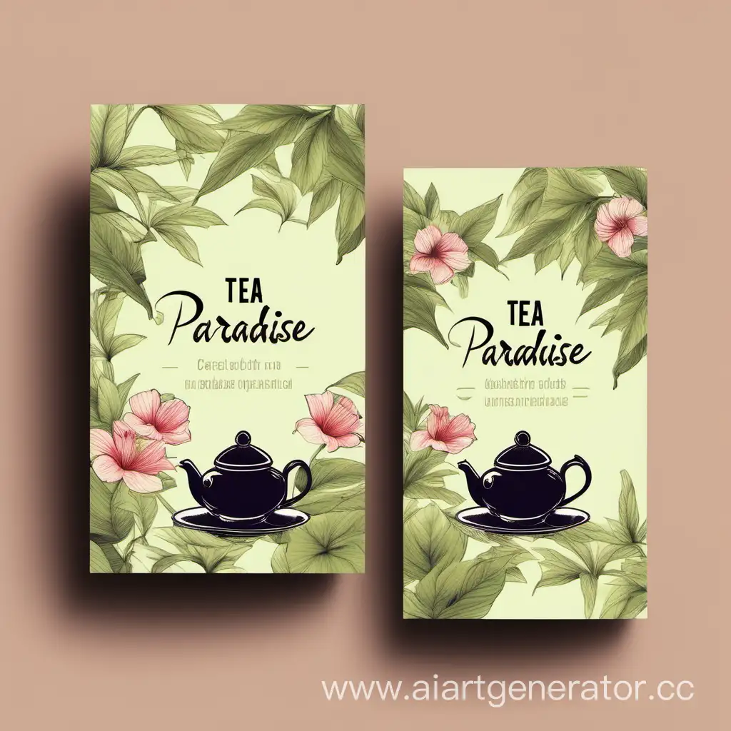 сделай рекламные карточки чая с названием  paraidse-tea
