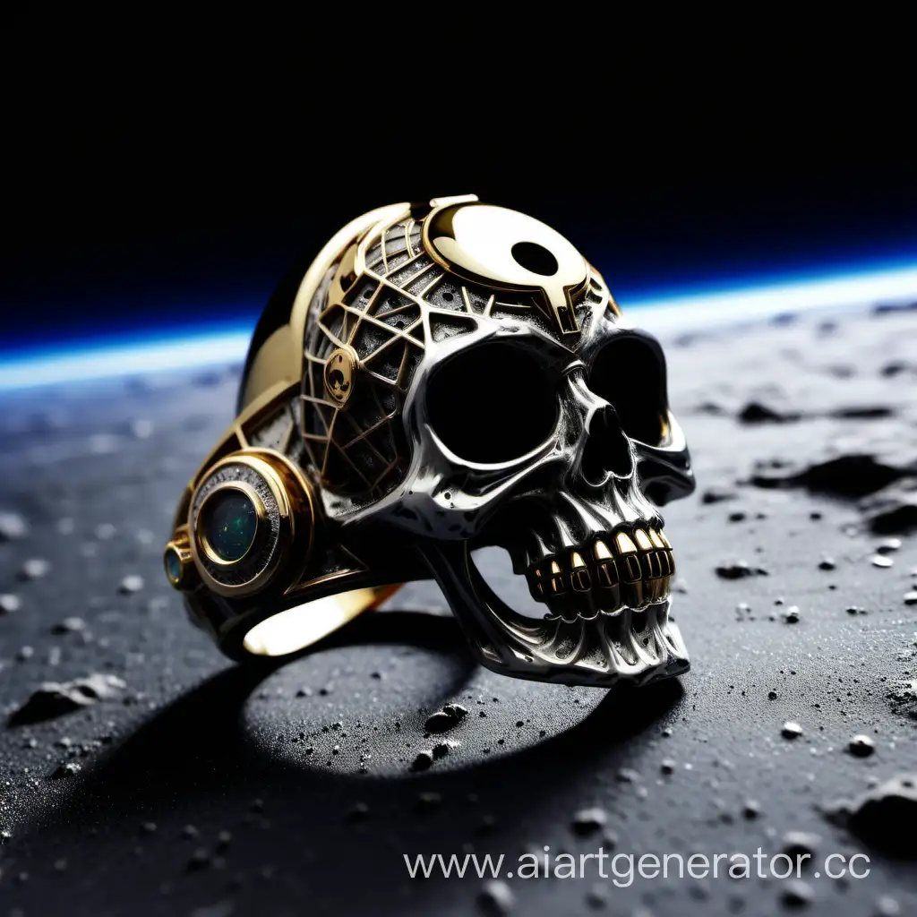 The ring in the form of a skull in a spacesuit