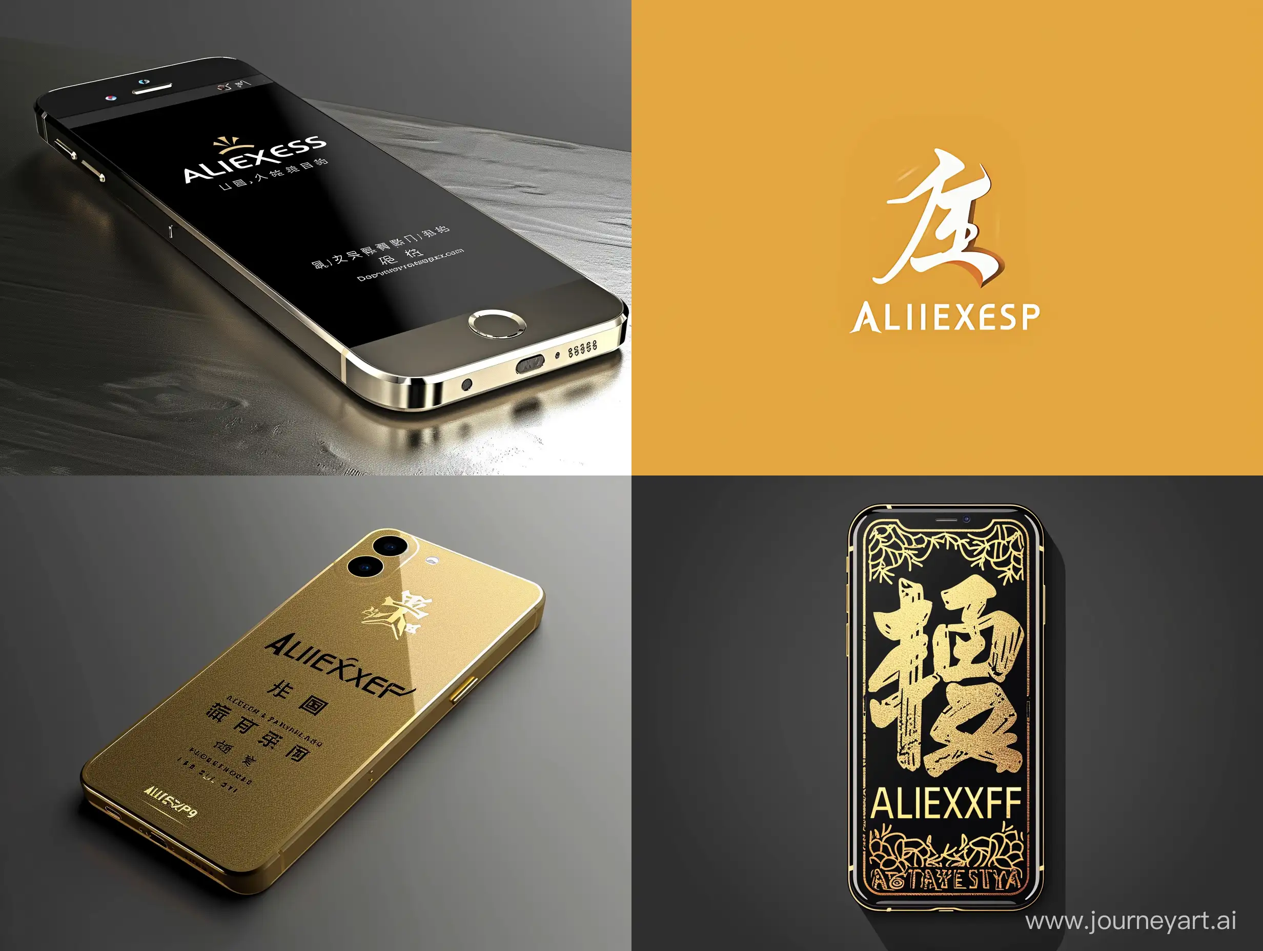 ALIEXPRESS-Logo-Emblem-and-iPhone-in-Simplified-Aggressive-Chinese-Style-Side-View