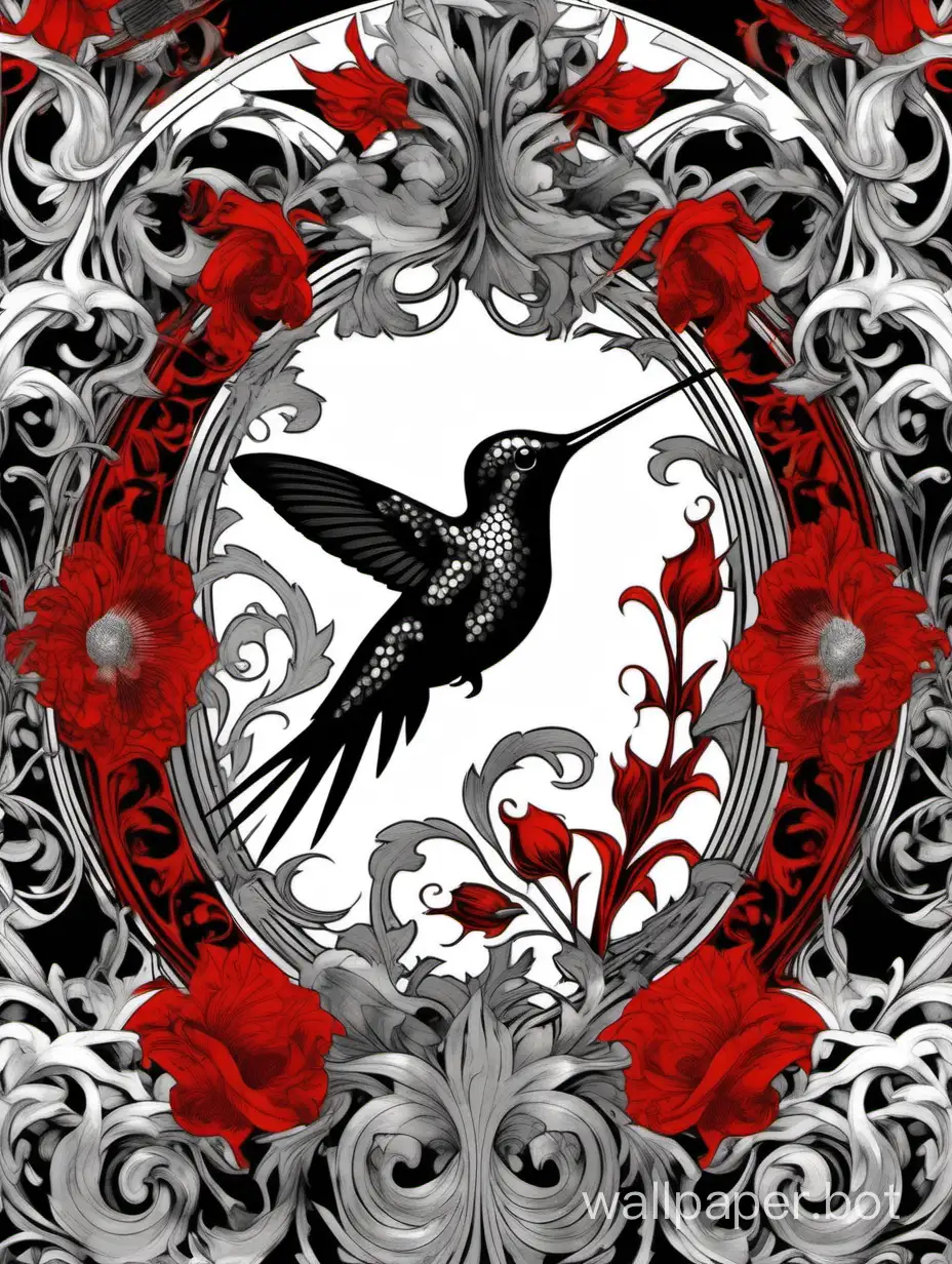 Elegant-Black-Hummingbird-Collage-with-Baroque-Influence-and-Hiperdetailed-Ornamental-Design