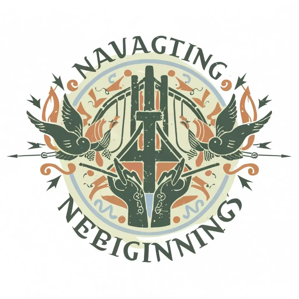 logo, bridge 
Hands
compass 
birds

 , with the text "Navigating New Beginnings 
", typography, be used in Nonprofit industry