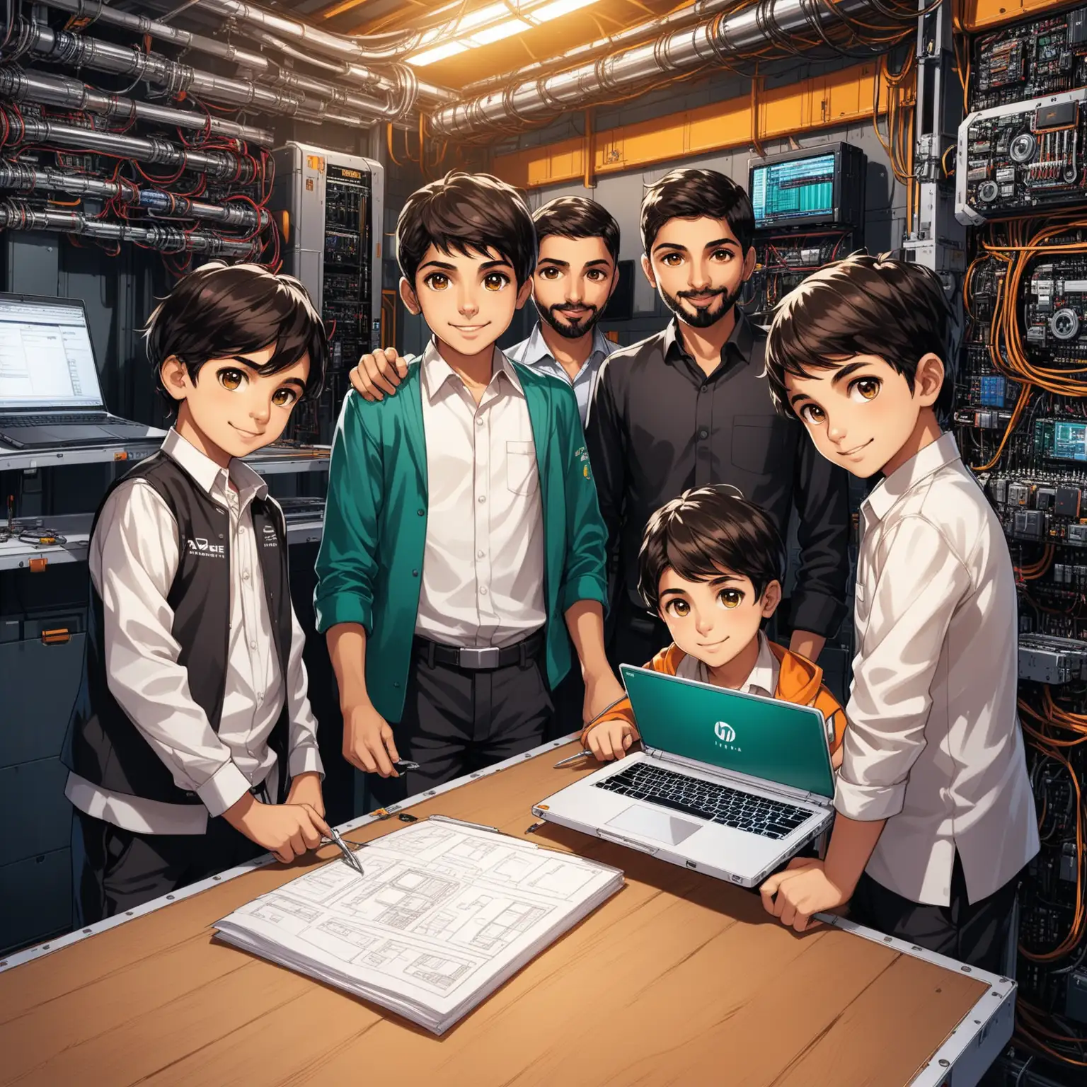 Persian Boys Designing Super Modern Engines with High Technology Tools