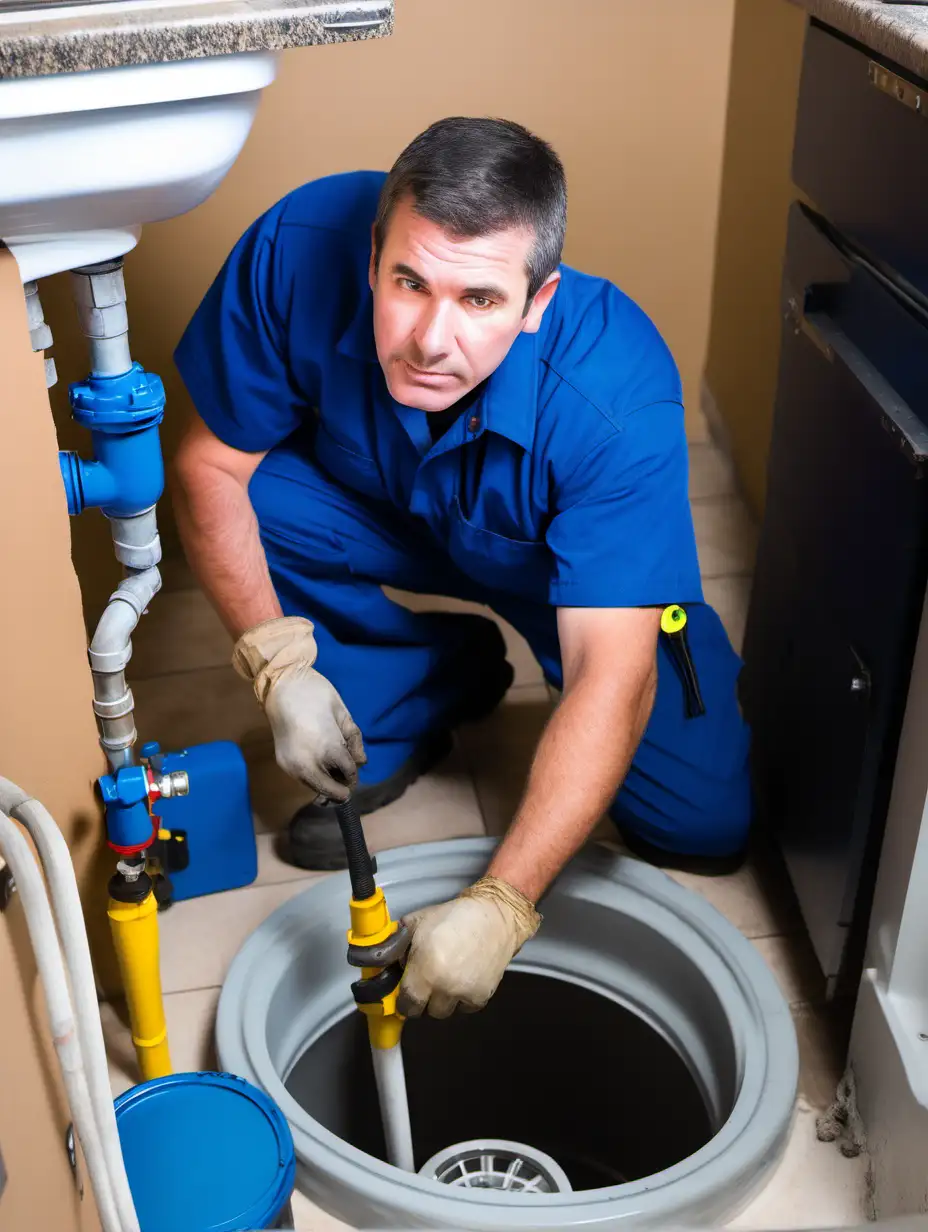 Professional American Plumber Conducting Sewer Lateral Inspection Service
