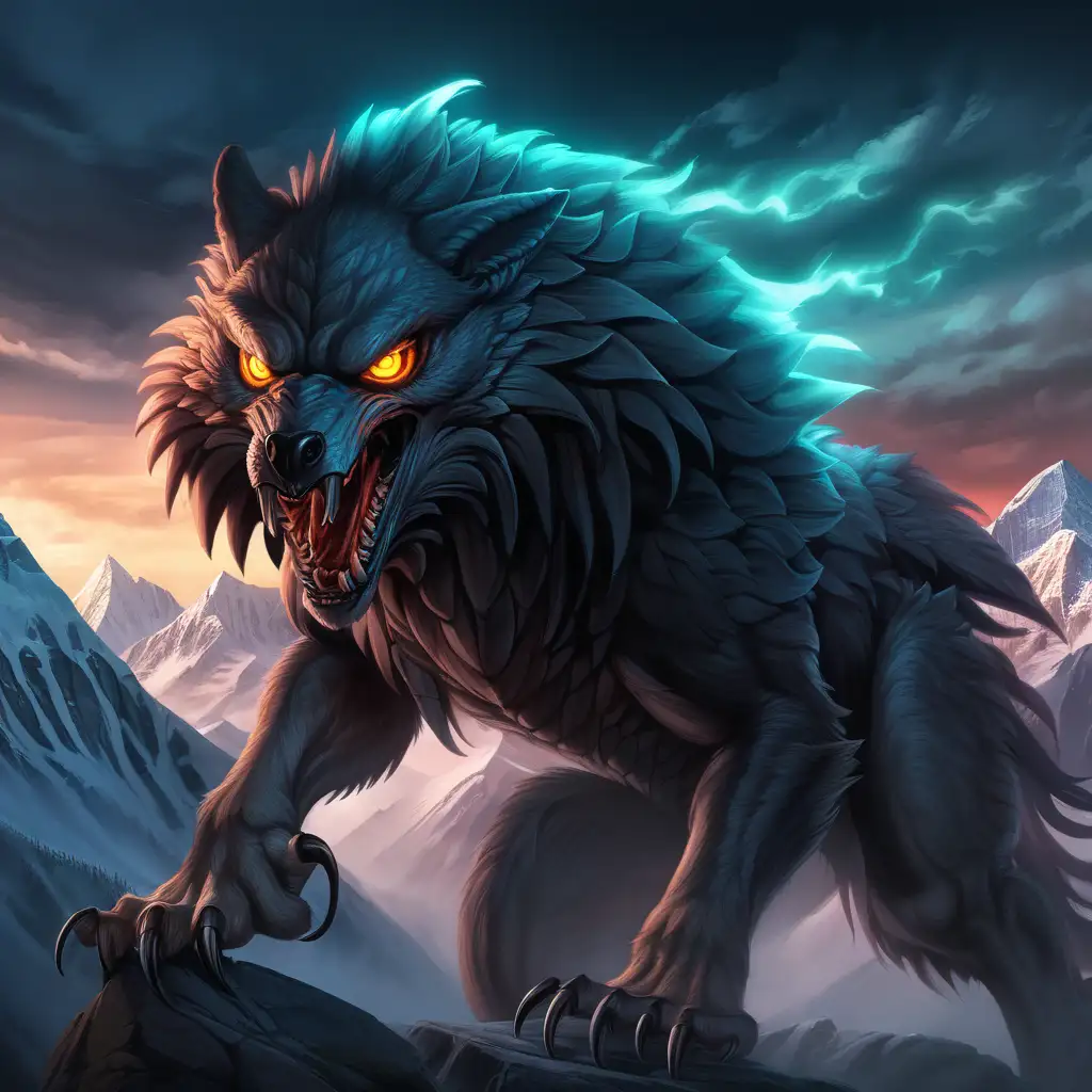 Nightmarish Peak Fury Terrifying Creature with Glowing Eyes