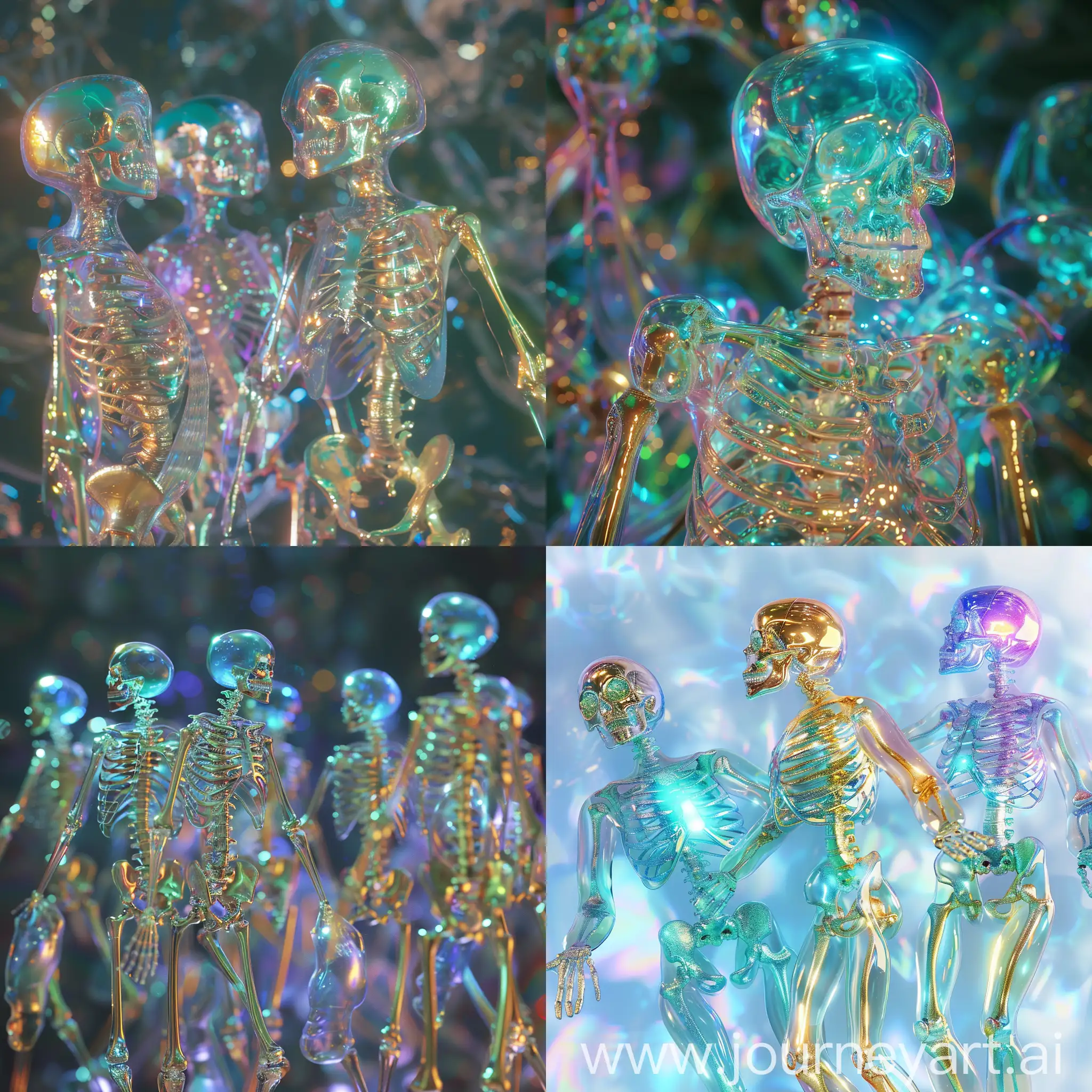 dazed and confused film ’s pretty girl teens have abstract translucent amphibian jelly humanoid children skeletons blue cyan green gold purple special effects Ray tracing Award winning detail photorealistic glowing arms symbol Image