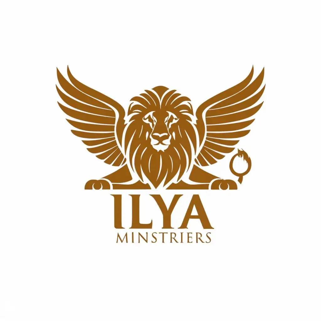 logo, lion with wings, with the text "ilya ministries", typography, be used in Religious industry