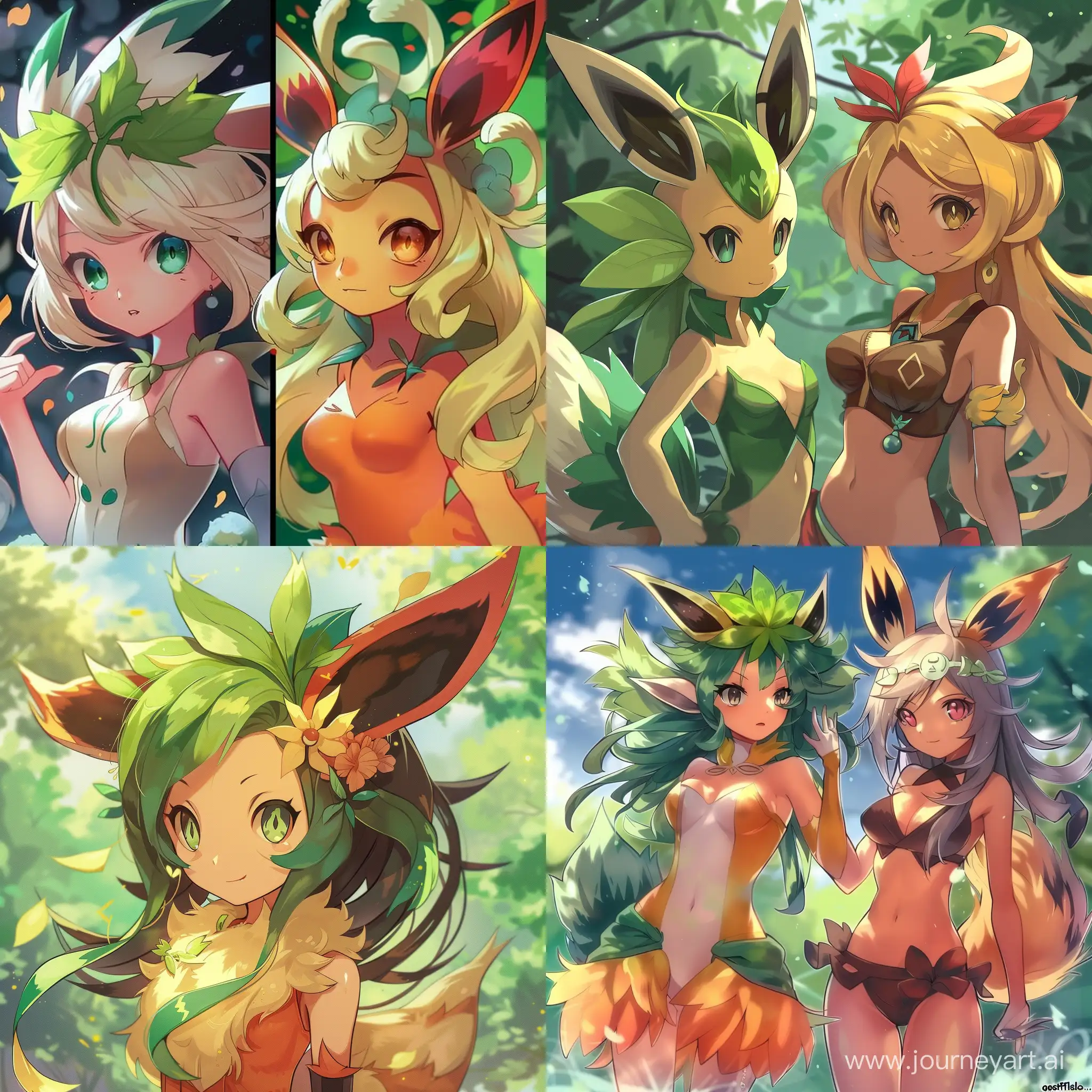 Adorable-Anime-Girl-Fusion-of-Leafeon-and-Gossifleur-Pokemons