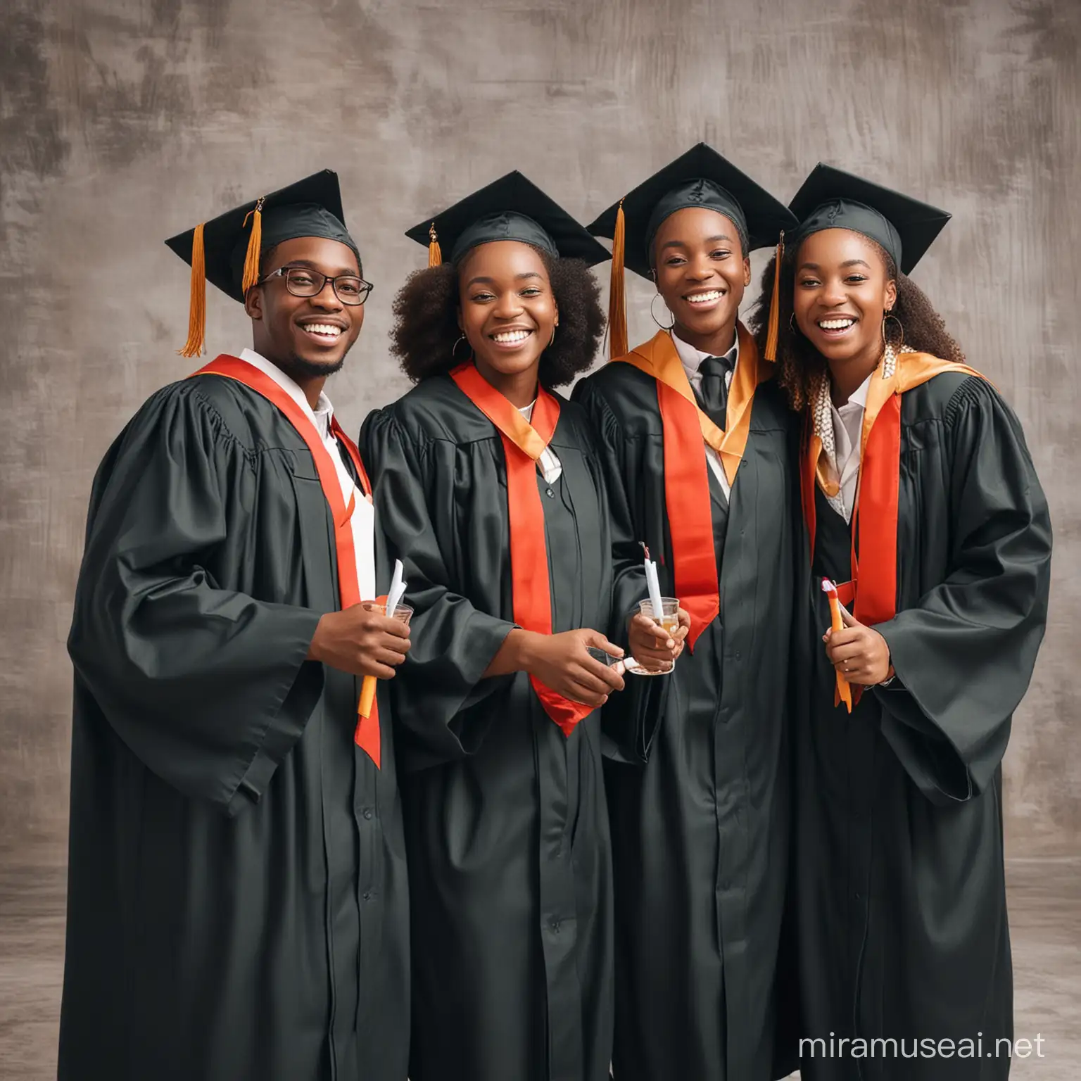 Joyful African Graduates Celebrating Together