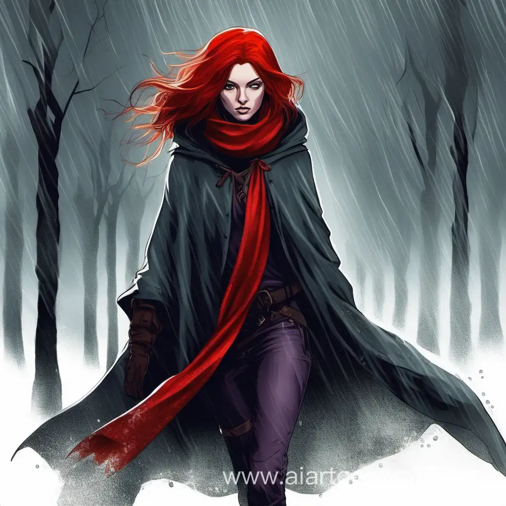 RedHaired-Rogue-Thief-in-Cloak-with-Red-Scarf-in-Drizzling-Weather