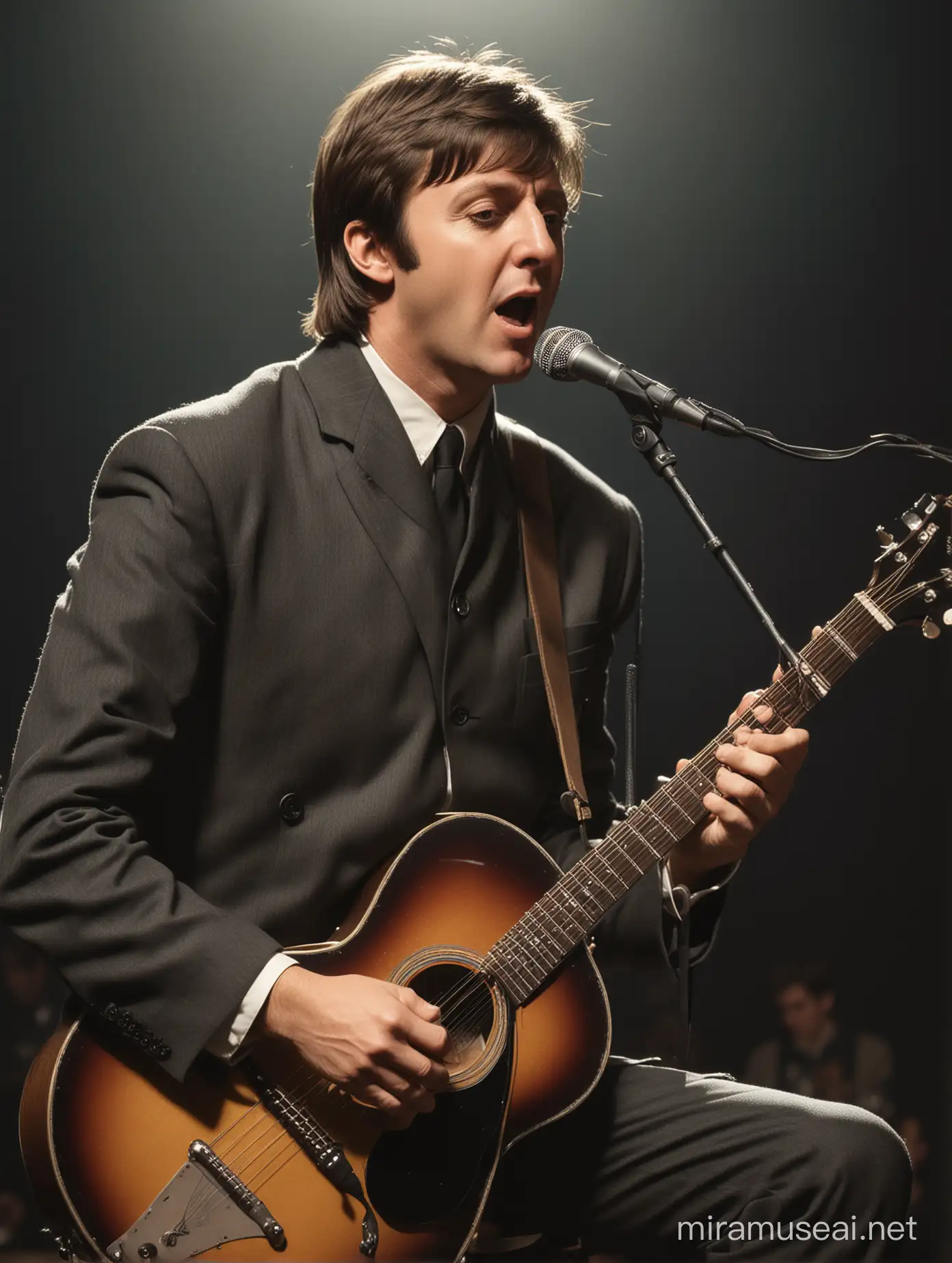 Paul McCartney Performing Solo 1965 Era Acoustic Guitar Performance