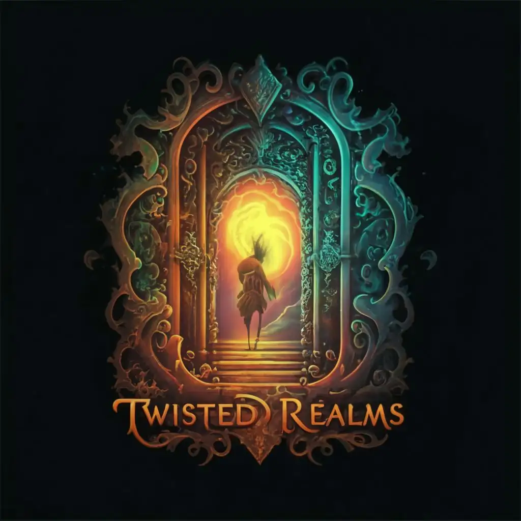 logo, portal doorway, with the text "Twisted Realms", typography, be used in Entertainment industry
