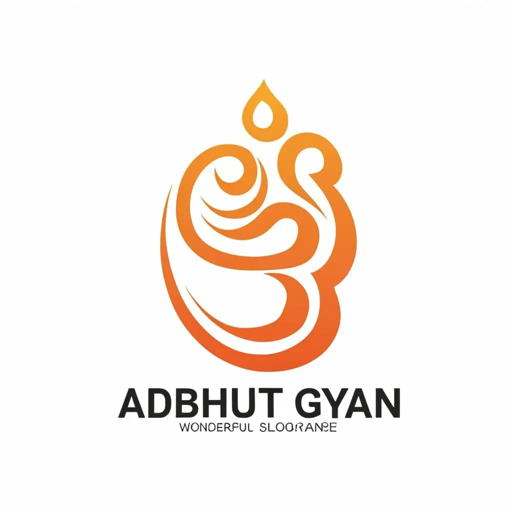 a logo design,with the text "Adbhut Gyan", main symbol:a dedicated to hindu spiritual book,Minimalistic,clear background