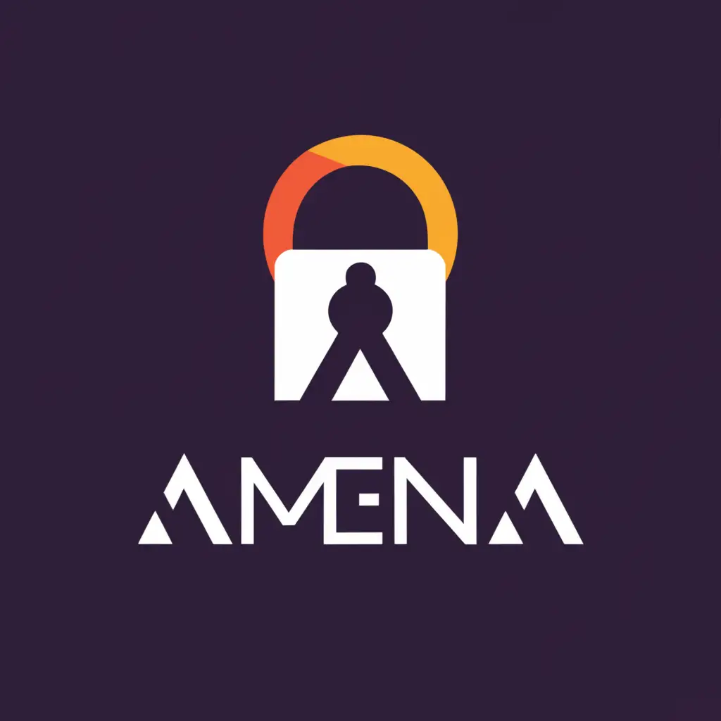 a logo design,with the text "Amena", main symbol:lock,Moderate,be used in Technology industry,clear background