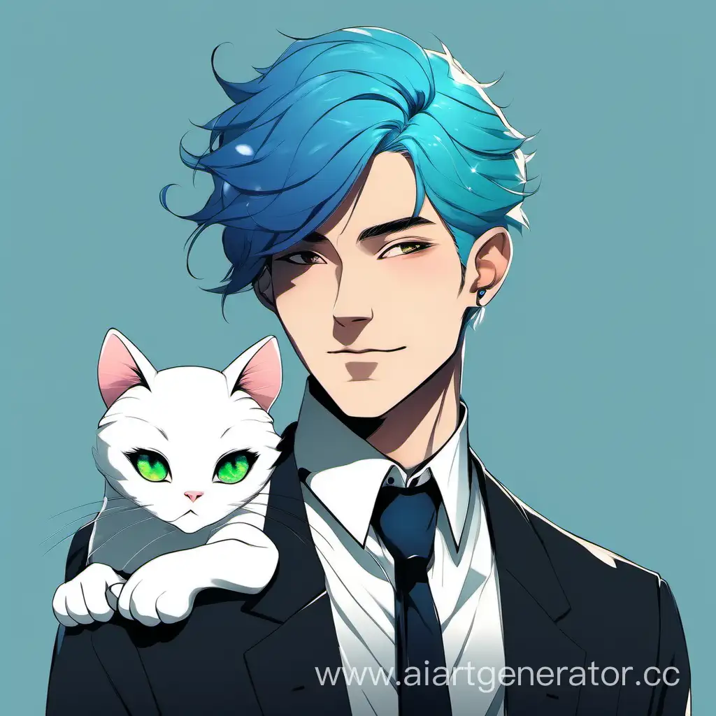 Elegant-Man-with-Blue-Hair-and-White-Cat-in-Classic-Black-Suit