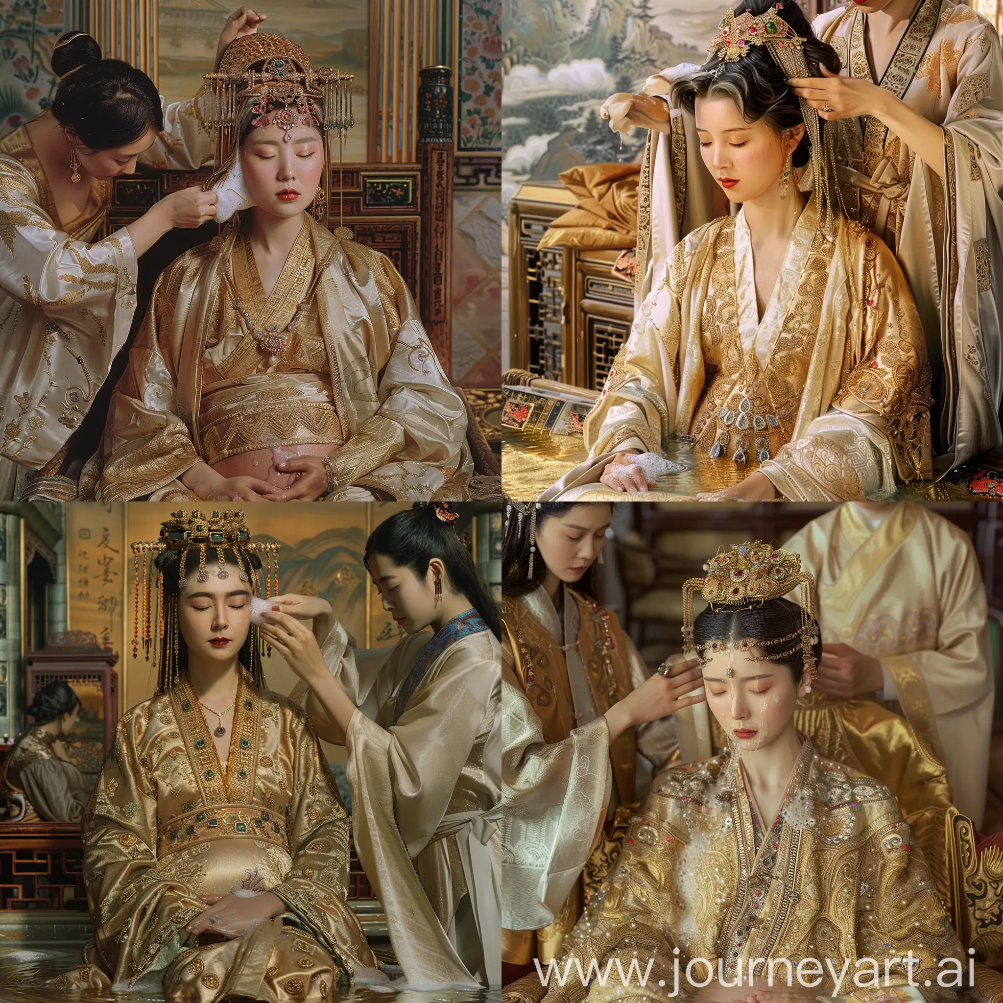 Luxurious-Hot-Spring-Hair-Washing-for-Pregnant-Empress-in-Ancient-China