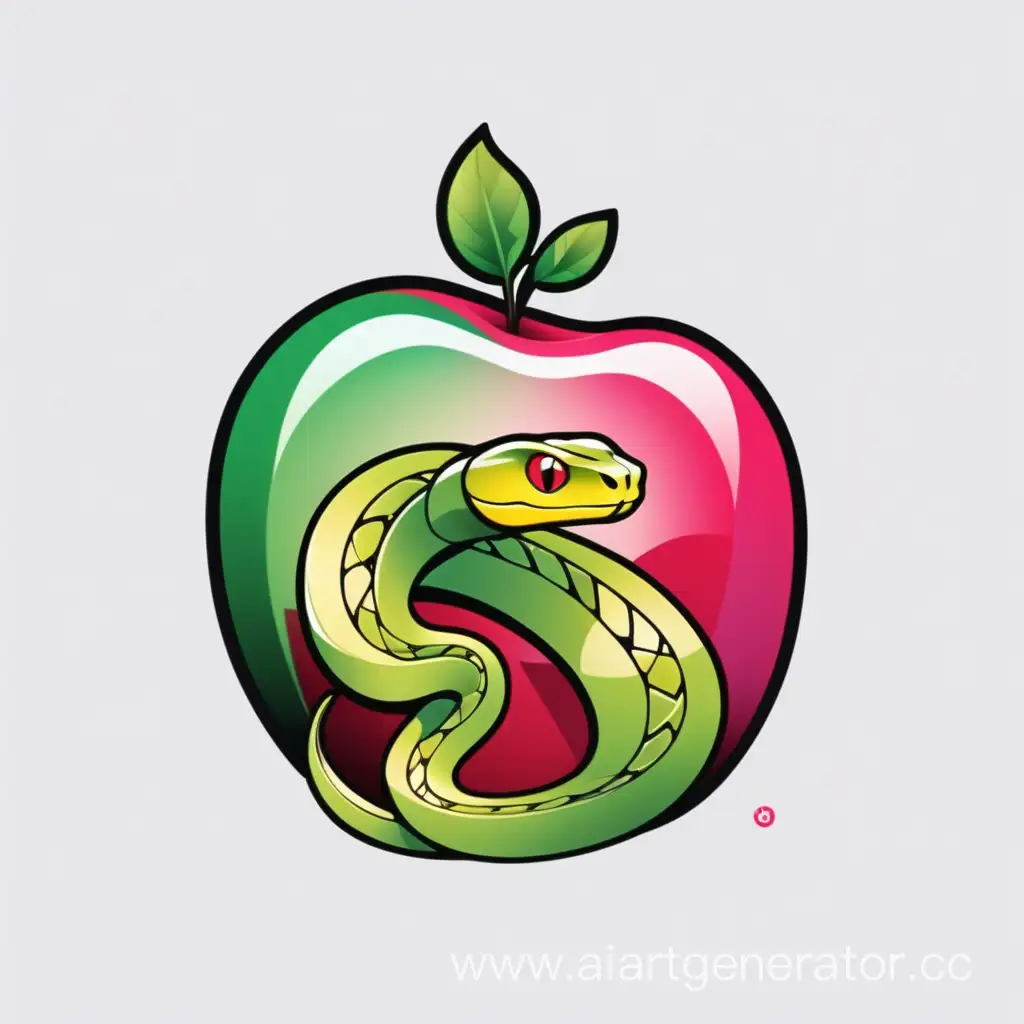 красивая змея и яблоко лого