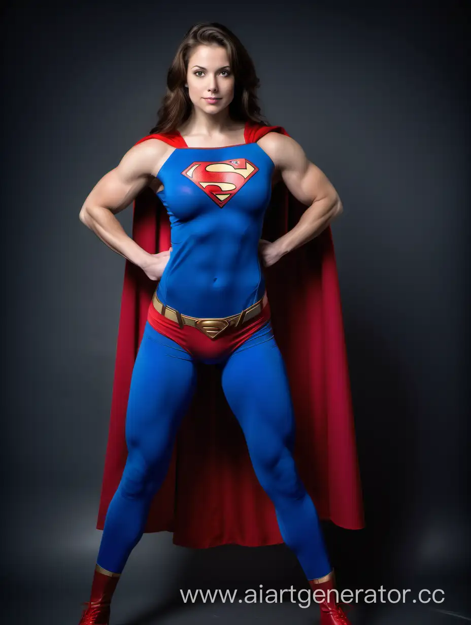 Mighty-Superwoman-in-Matte-Spandex-Powerful-Pose-in-Superman-Costume