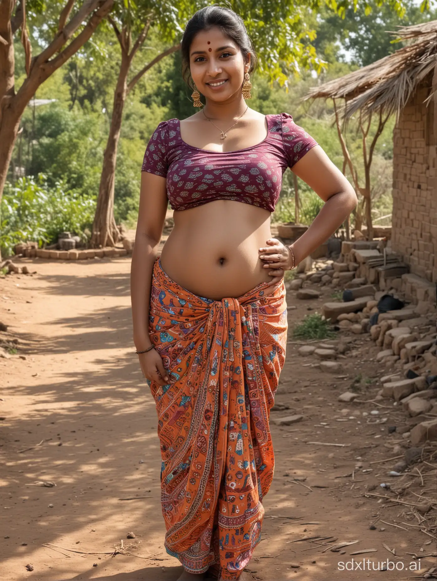 Pregnant-Indian-Woman-in-a-Rural-Village-Setting