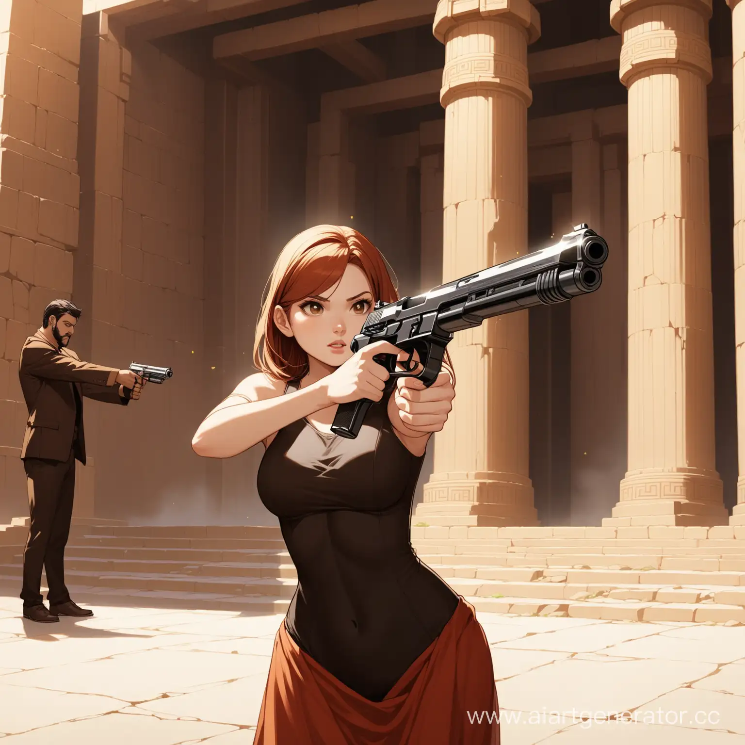 Tense-Confrontation-Girl-Aiming-Gun-at-Guys-Temple