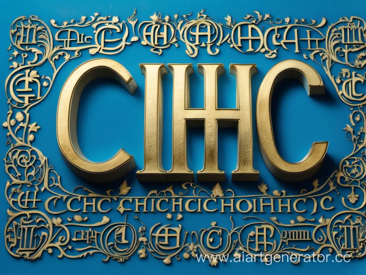 Надпись "CCHC" на синем фоне русскими буквами