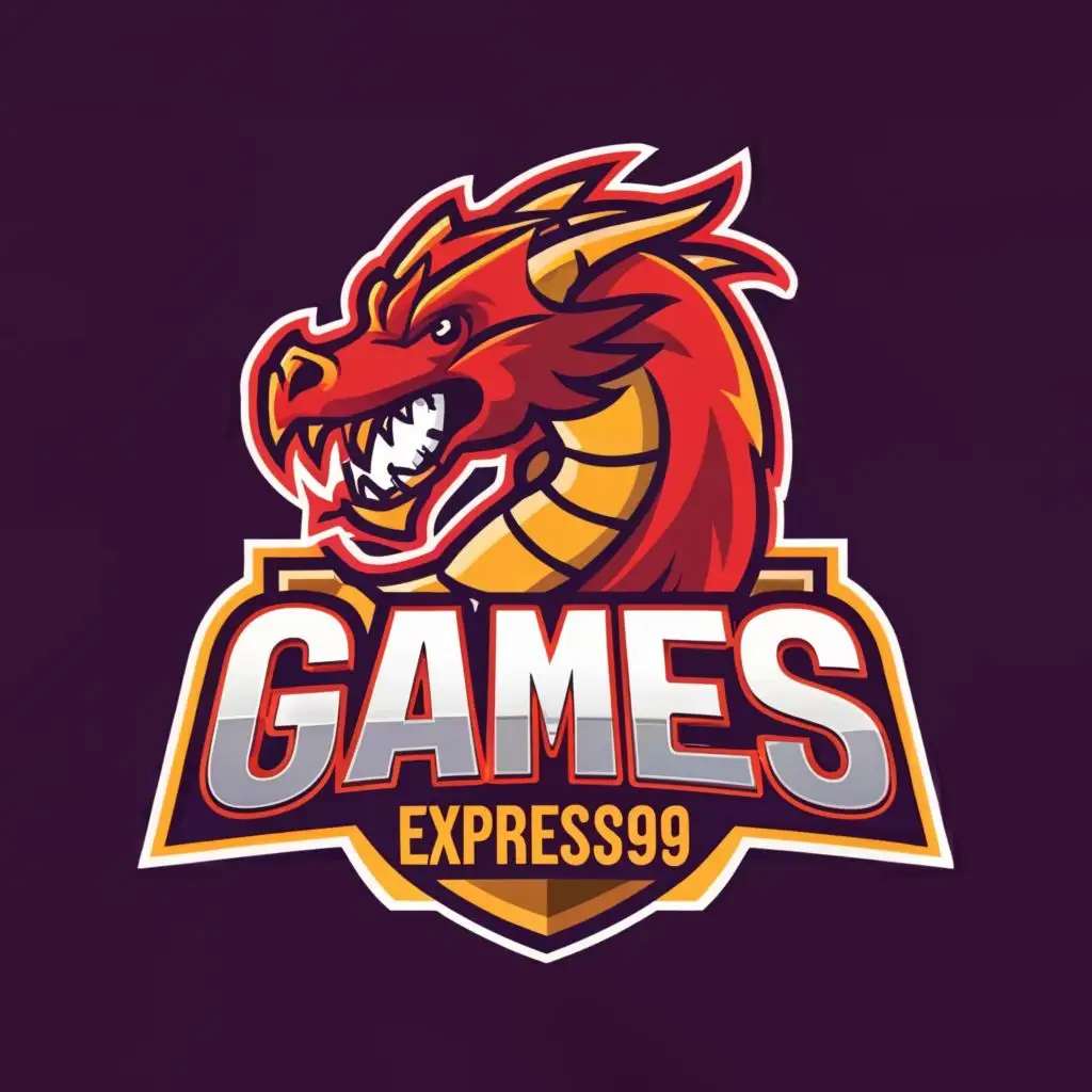 LOGO-Design-For-GameExpress99-Dynamic-Dragon-Emblem-with-Bold-Typography-for-Entertainment-Industry