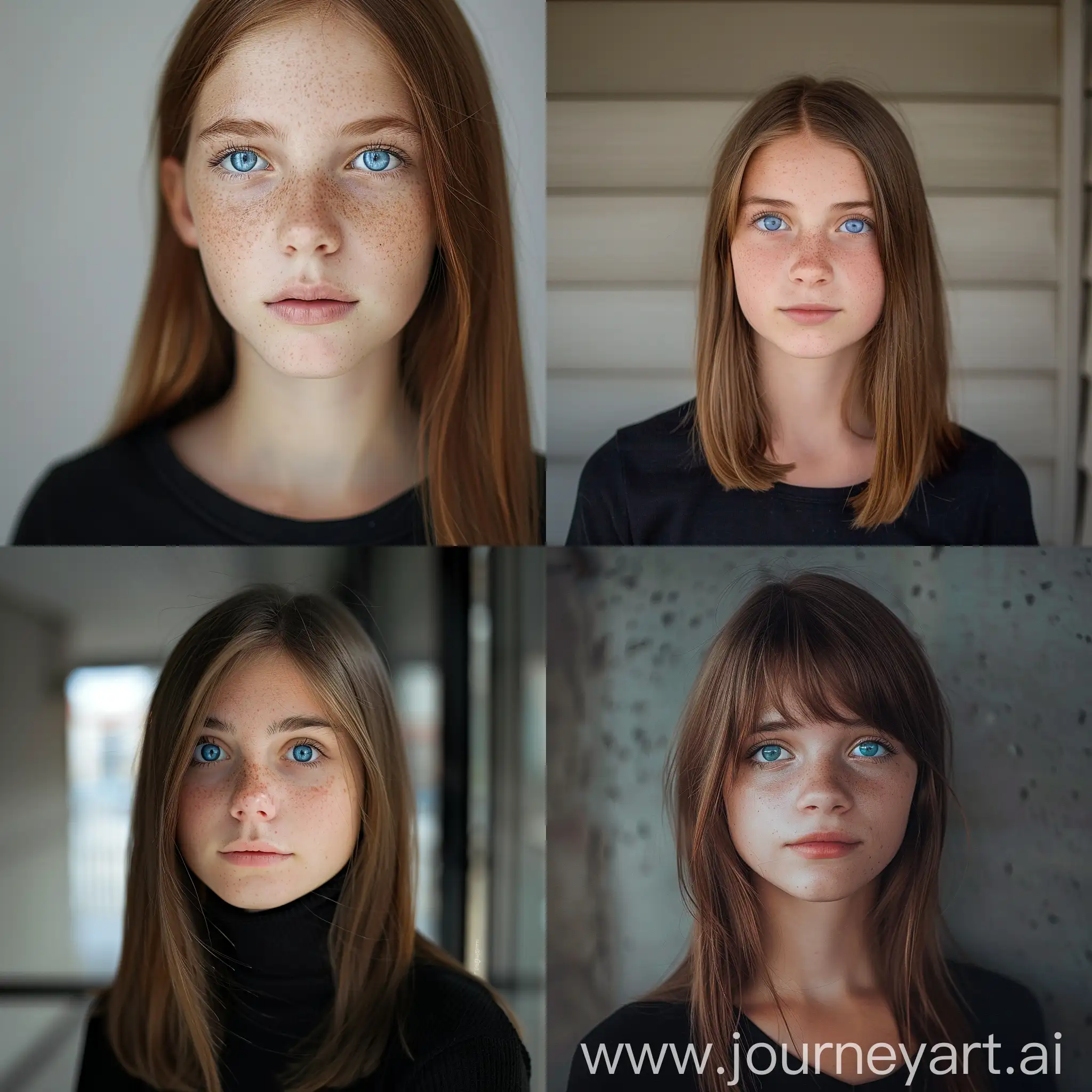 full length photo of a girl with blue eyes and straight hair