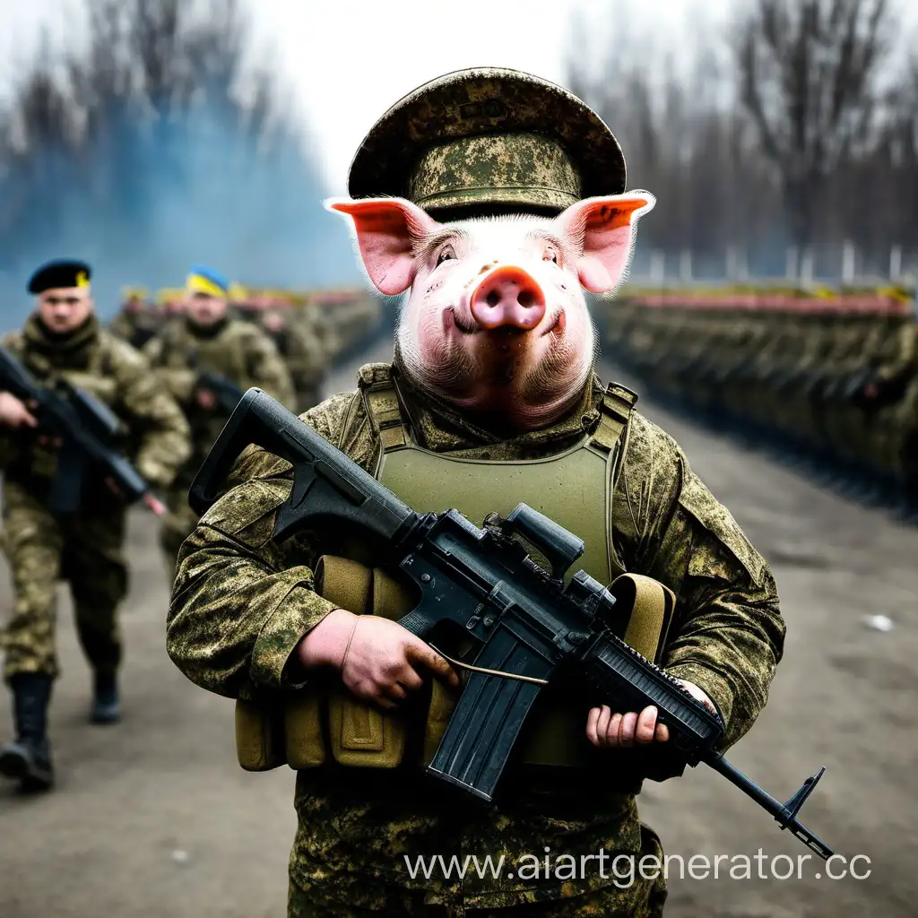 Украинского солдата свинью