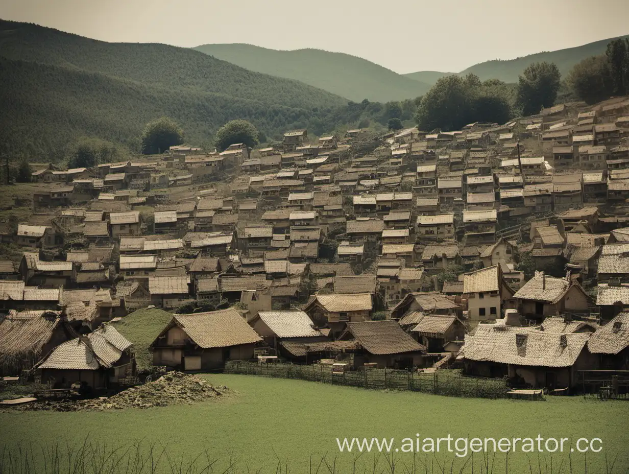 Charming-Small-Village-Landscape-with-Quaint-Houses-and-Blooming-Gardens