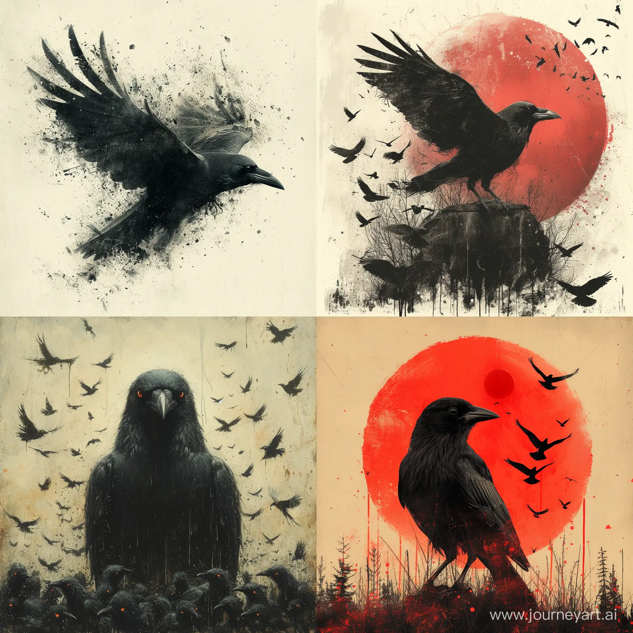 Логотип::1.3 в жанре триллер, белая ворона среди множества черных птиц, --s 500