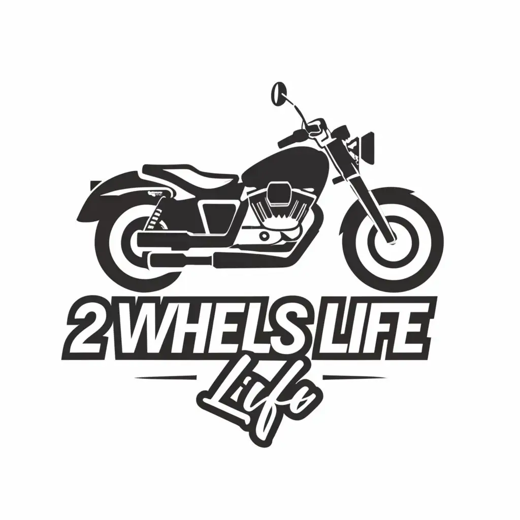 a logo design,with the text "2 Wheels Life", main symbol:Motorbike,Moderate,clear background