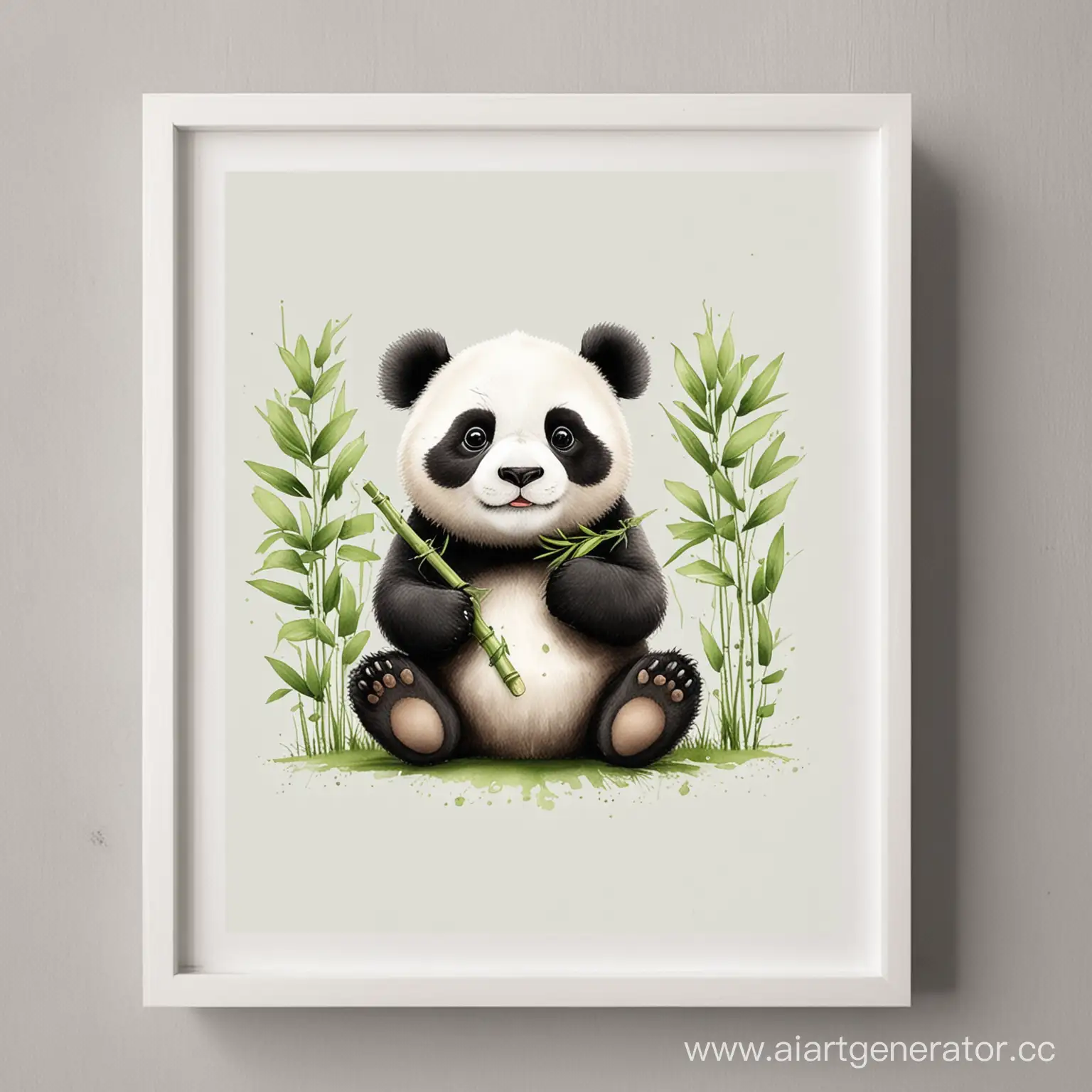 панда с бамбуком иллюстрация мини