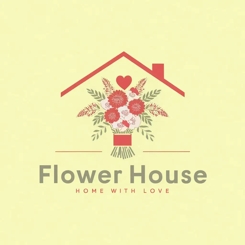 LOGO Design For Flower House Warm Home Vibes with Bouquet of Flowers ...