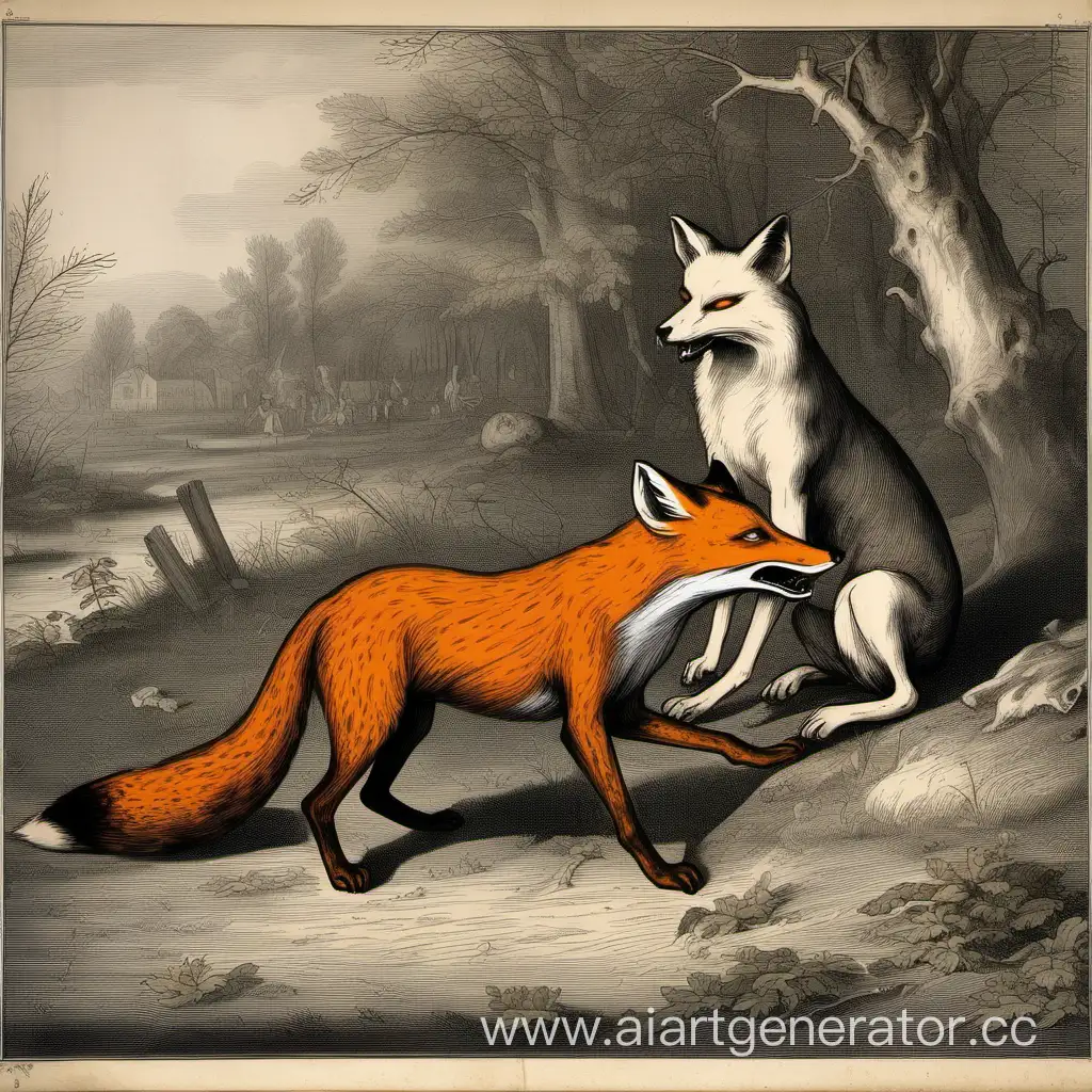 Wild-Encounter-Rabid-Dog-Confronts-Fox
