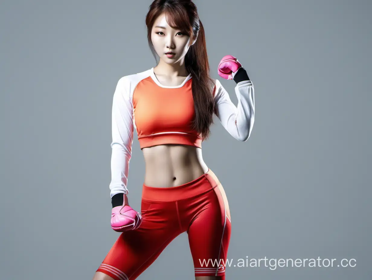 спортивная красивая корейская девушка в спортивном костюме