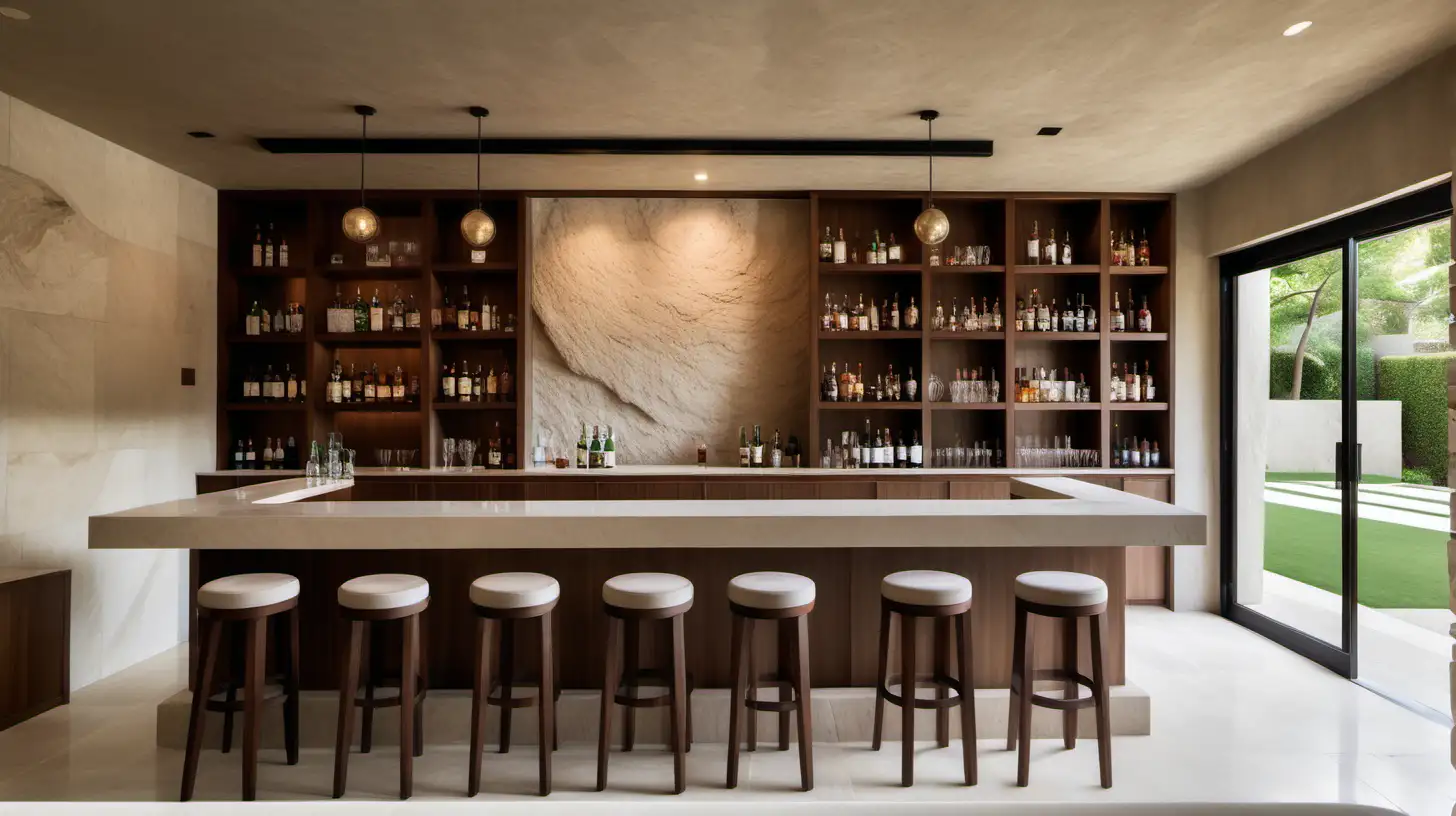 Organic Minimalist Japandi Style Bar Room in a Large Estate Home