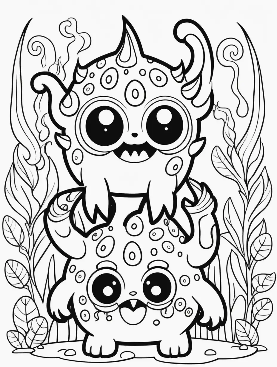 coloring book smallcute monsters