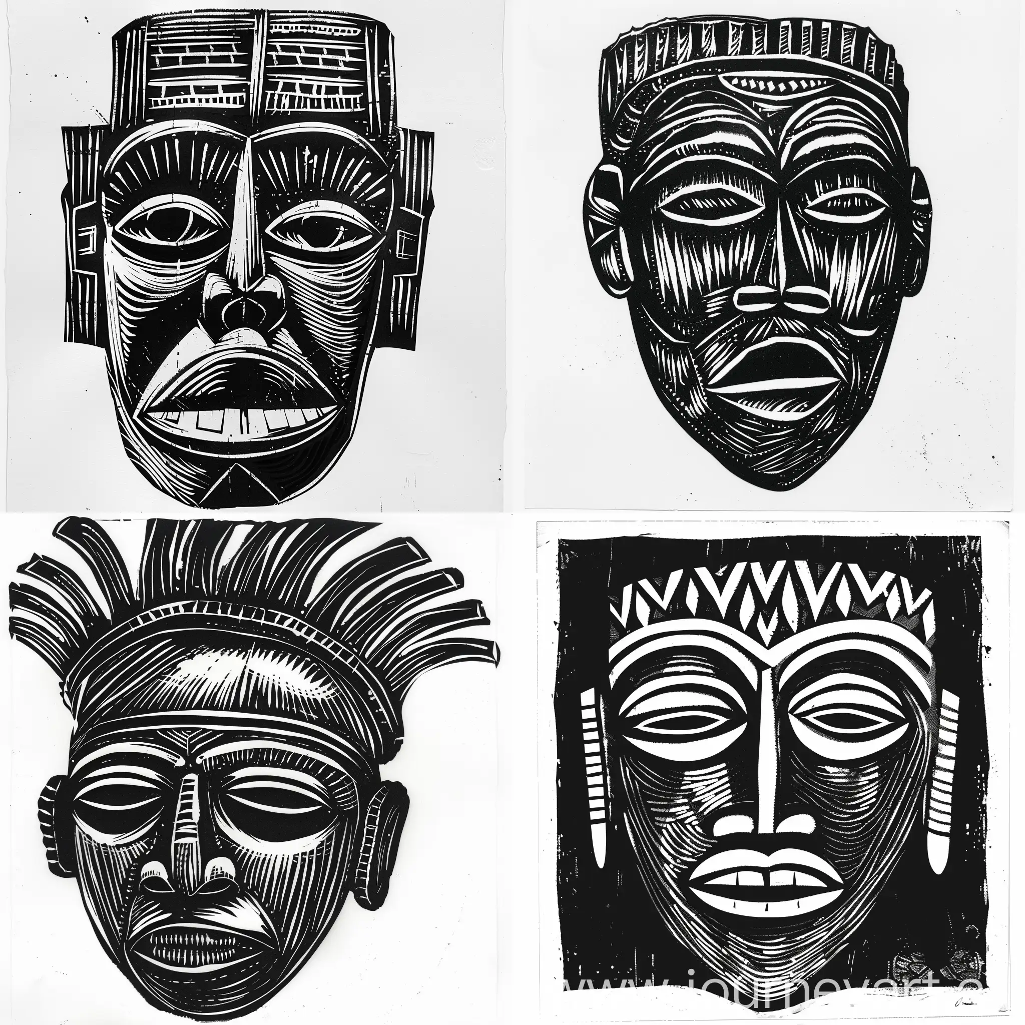 oduduwa mask as woodcut printing