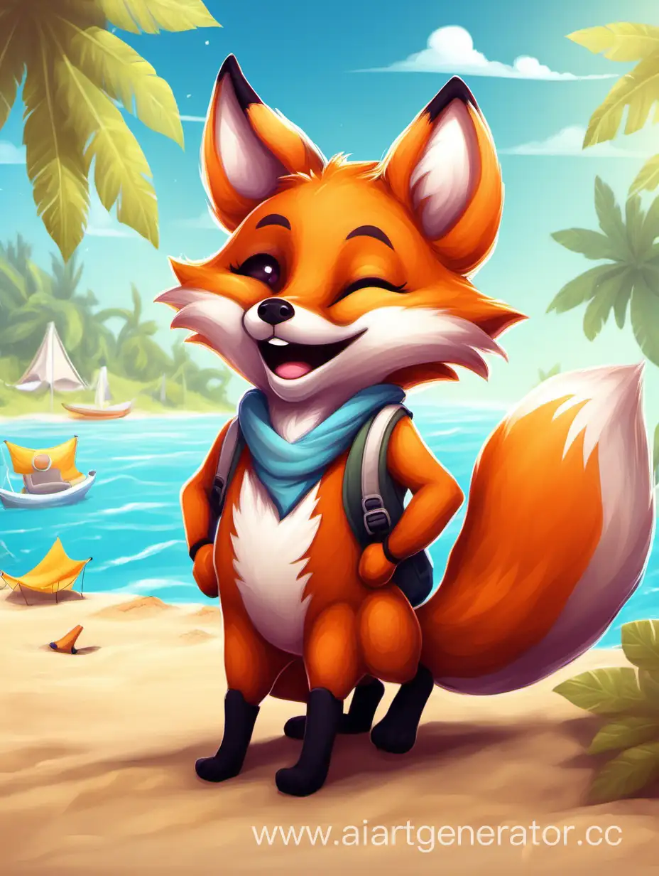 Cheerful-Fox-Enjoying-a-Relaxing-Vacation