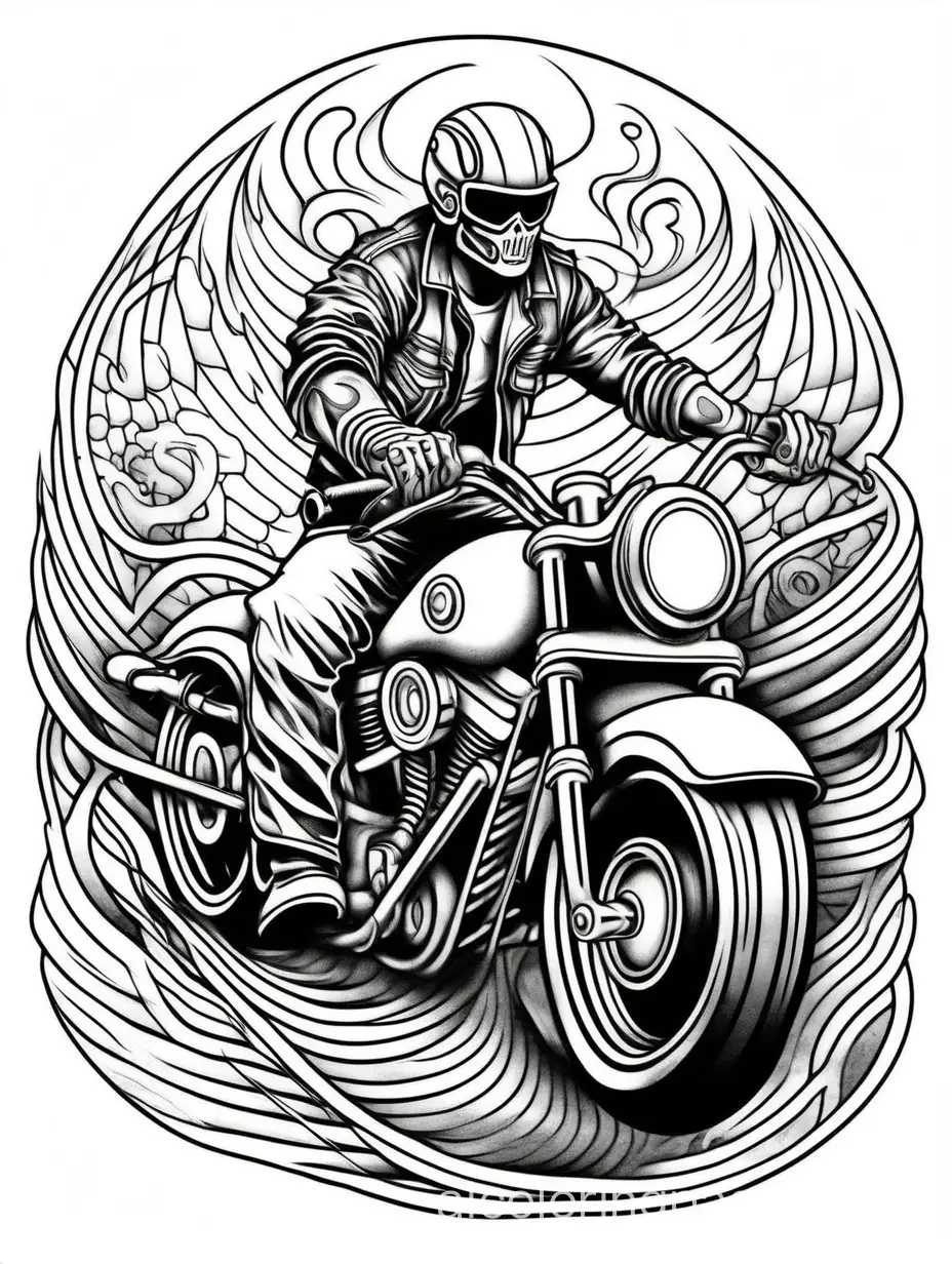Tattoo, hardcore, biker

, Coloring Page, black and white, line art, white background, Simplicity, Ample White Space. The background of the coloring page is plain white to make it easy for young children to color within the lines. The outlines of all the subjects are easy to distinguish, making it simple for kids to color without too much difficulty
