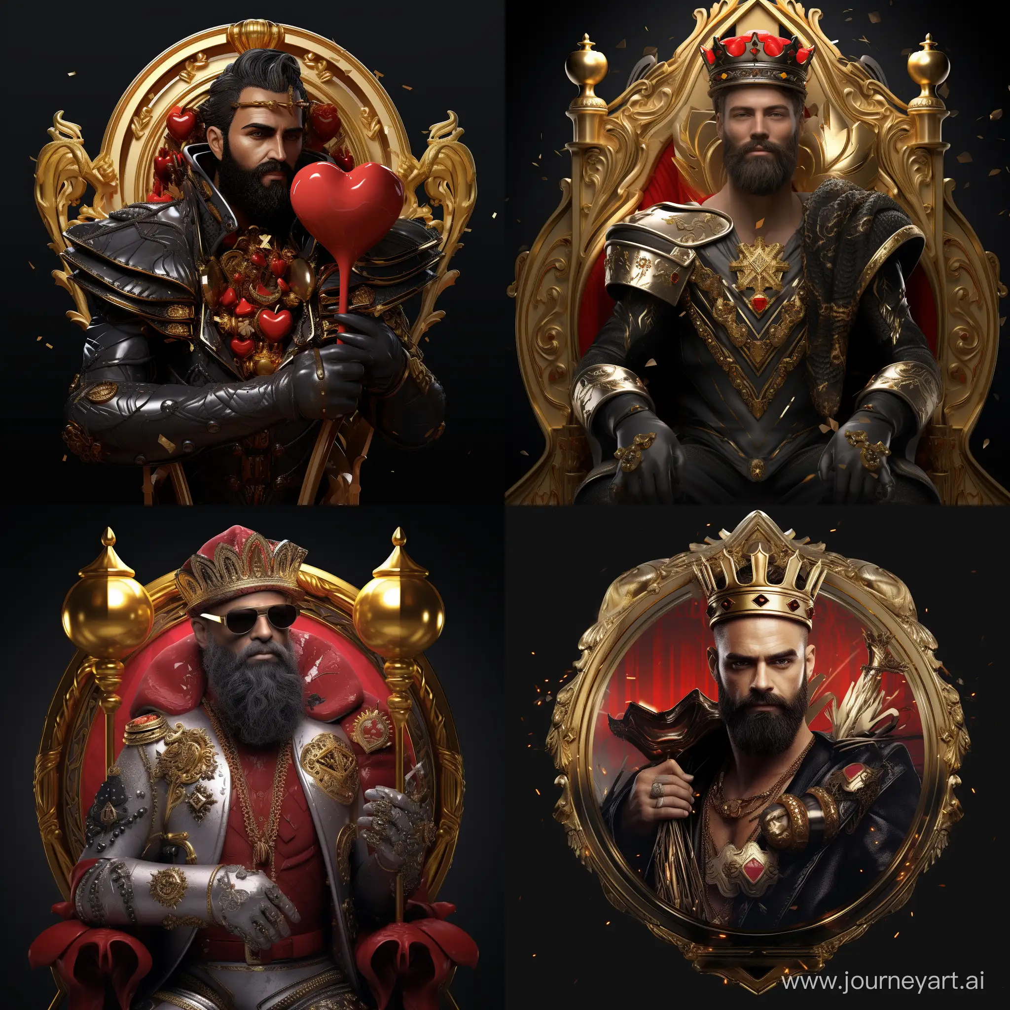 Regal-Black-Heart-King-with-Ruby-Crown-and-Rose-Scepter-in-Realistic-3D